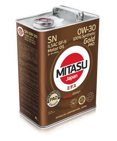 MJ-103 MITASU GOLD PAO SN 0W-30 ILSAC GF-5 100% Synthetic