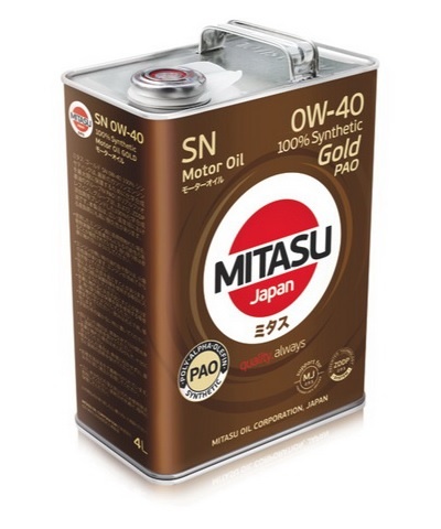 MJ-104 MITASU GOLD PAO SN 0W-40 100% Synthetic